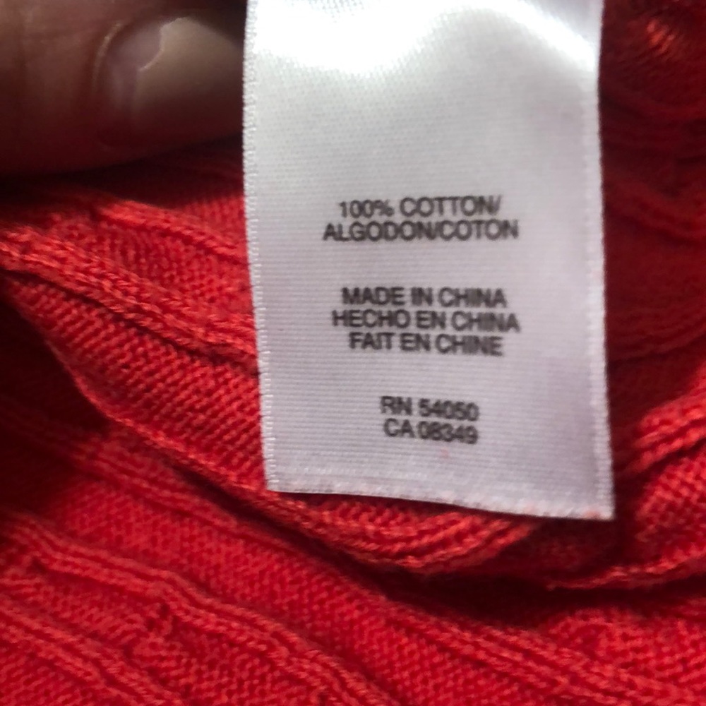 Αnne Klein cable knit v-neck/orange/ size XL - Picture 3 of 5